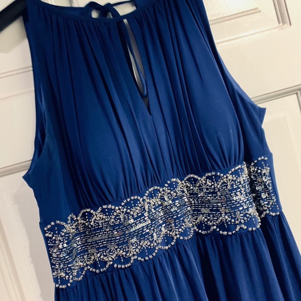 Formal Floor Length Navy Blue Dress
